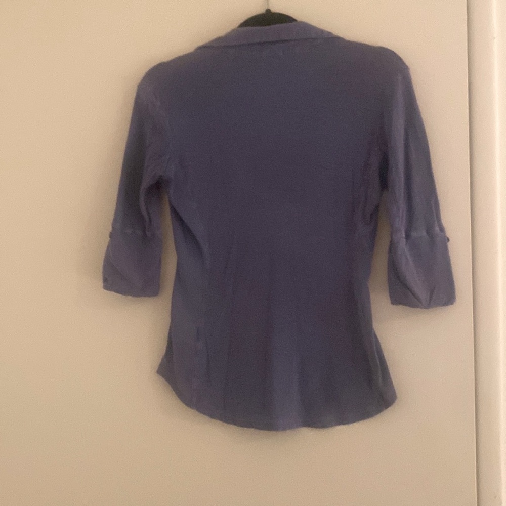 James Perse  slub side panel button front shirt in blue/purple